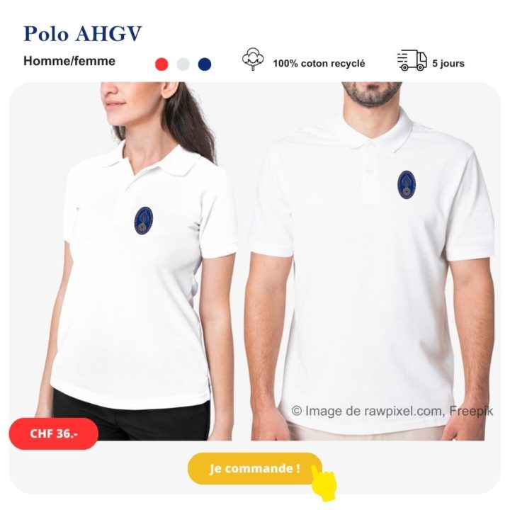 Polo blanc avec le logo de l'association pour l'histoire de la gendarmerie vaudoise